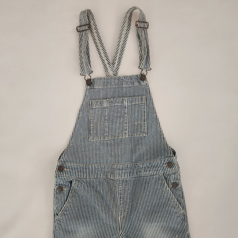 XX1 Premium Denim Distress Striped Overalls